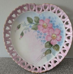 Heart-Shaped Hand-Painted Floral Plate